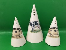 Farmyard Animals (Pig & Cow) conical sugar sifter and salt & pepper cruet