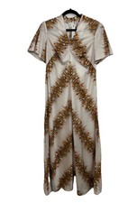 VTG 70s Handmade Maxi Length Fluttered Sleeve Bohemian Kaftan Dress M