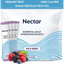 Nectar Hydration Electrolyte Packets, Berry Flavor, 18 Count, Sugar Free