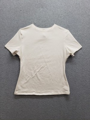 Skims Women Tops M Cream Crew Neckline  Short Sleeve Fitted Comfort Summer Fit