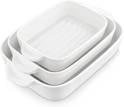 MALACASA, Serie Bake. Bake, 3 Teilig Auflaufformen Für Den Ofen, Porzellan Backf