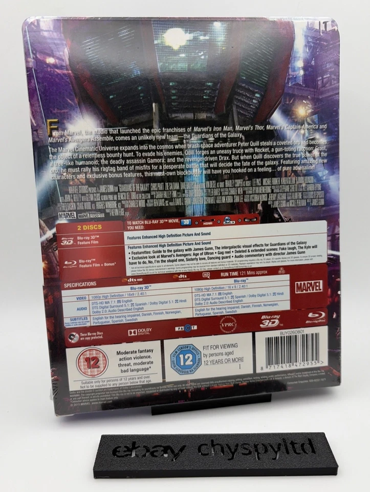 Guardians of the Galaxy - UK Exclusive 3D + Blu-Ray Lenticular Steelbook - New - Image 2 of 4