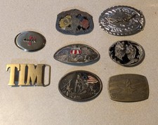 Vintage Belt Buckles Assorted Lot of 8 Solid Brass and Metal