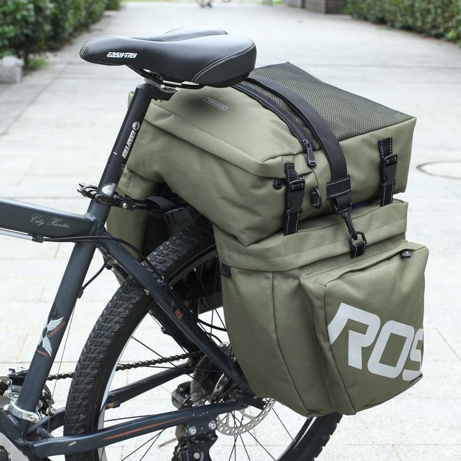 Borsa Portapacchi Bici 3in1 Borsa Bagaglio Doppia Borsa Portapacchi Verde Green foto 2