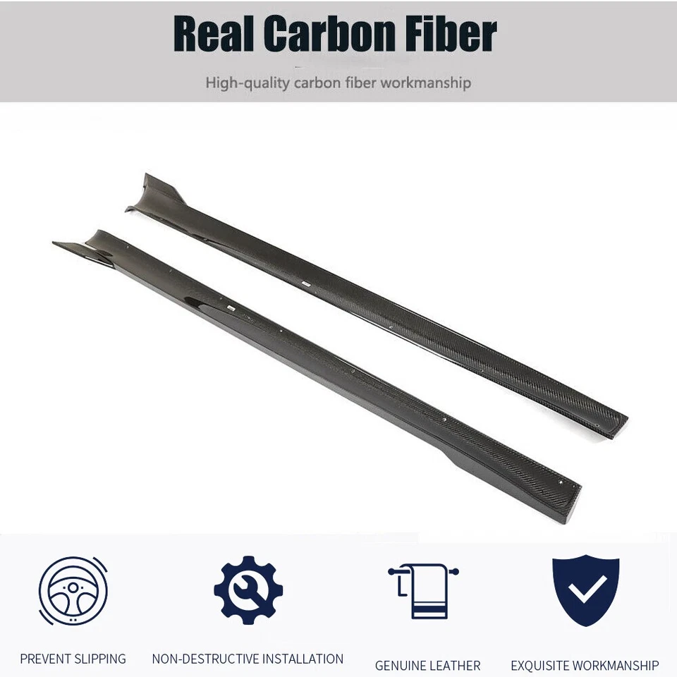 Alerón labial extensión faldones laterales a cuadros de carbono real para Tesla Modelo S 2021-2024 Foto 2 de 4