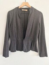 Hybrid Company Womens Gray Peplum Blazer Jacket Size Medium Stretch
