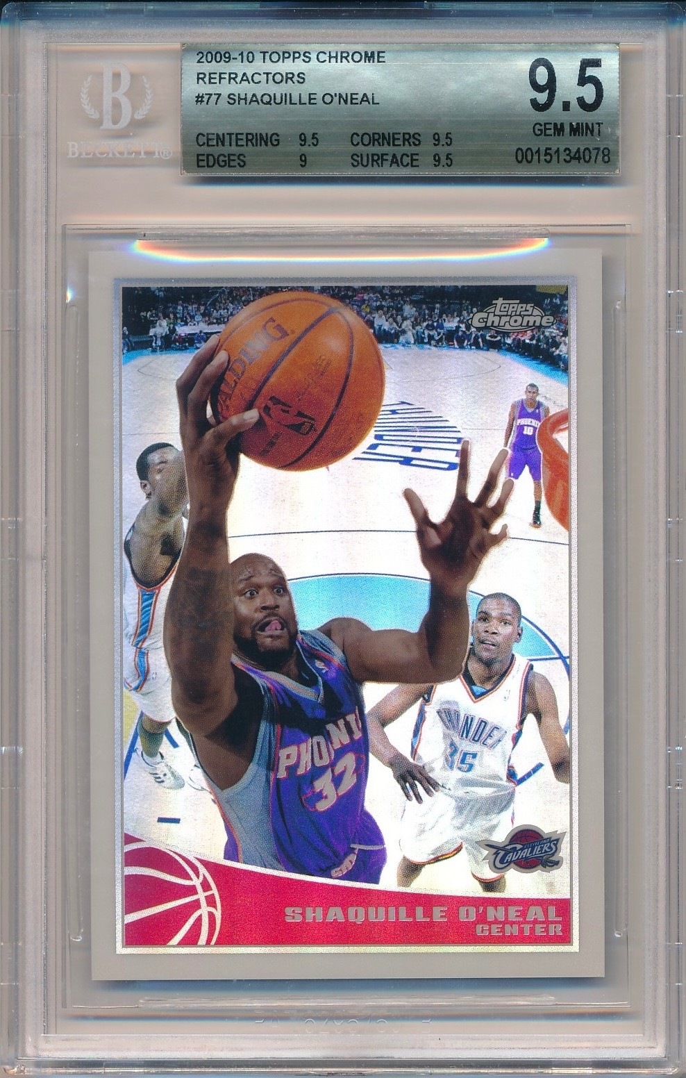 SHAQUILLE O’NEAL 2009-10 Topps CHROME REFRACTOR #77 /500 BGS 9.5 GEM MINT Pop 2