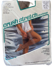 Vtg Crush Stretch Stockings 2 Pair Taupe One Size NOS Sealed Woolworth Nude Heel