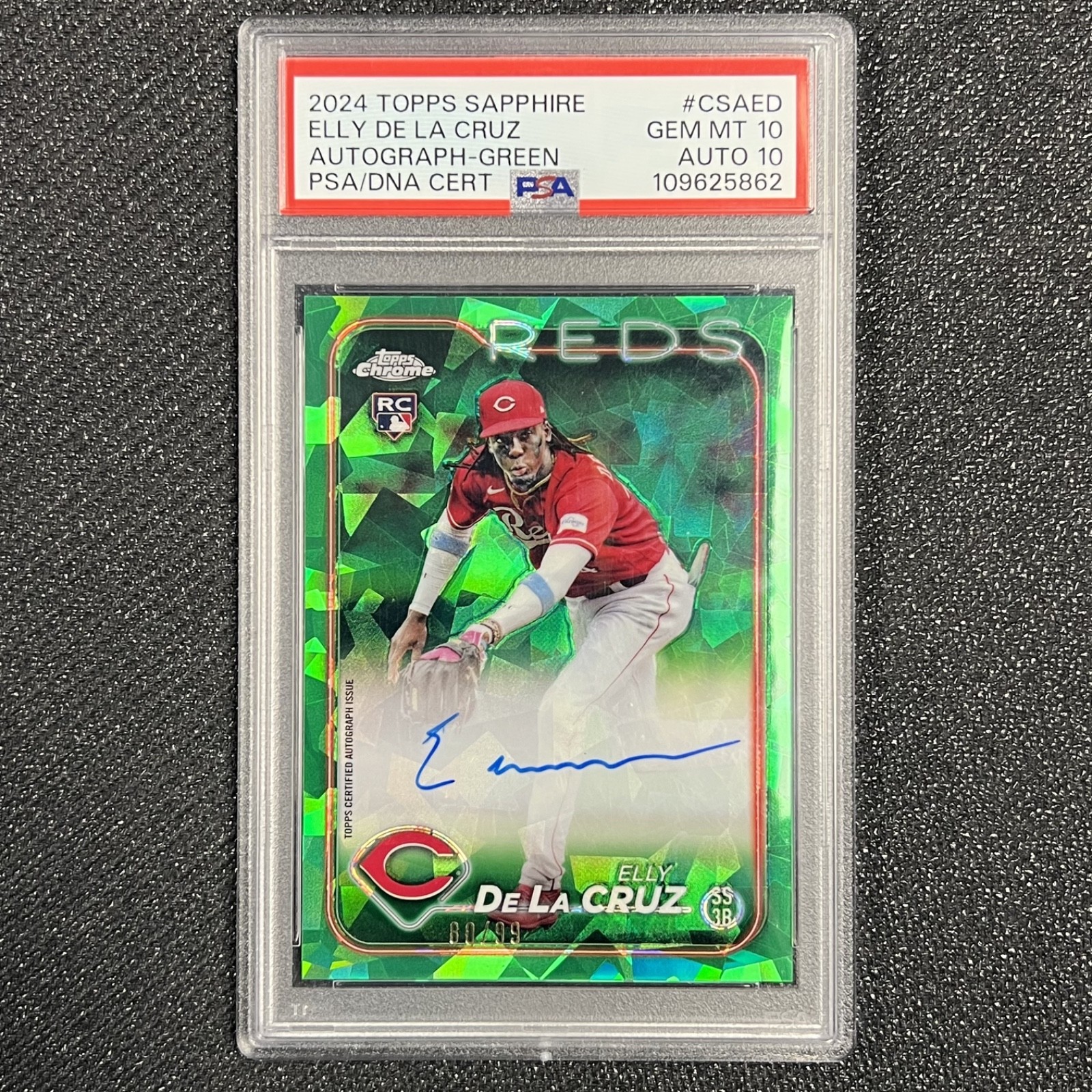 Elly De La Cruz Signed/Auto /99 PSA 10/Auto 10 Rookie RC CSA-ED Green Topps 2024