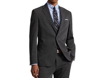 Polo Ralph Lauren Mens Blazer Size 48 Gray Pinstripe Single Breasted Jacket New