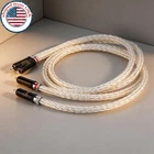 Pair HiFi Audio Interconnect Cable 8AG 16strands OCC Silver Plated RCA Cord