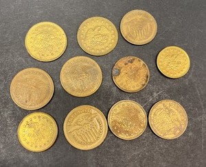 Vintage Freedom Eagle No Cash Value Brass Tokens Mixed Sizes & Styles (11)