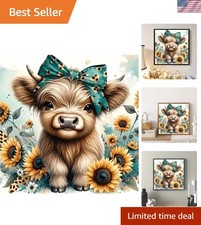 Highland Cow 5D Diamond Painting Kit - Perfect Art Gift for Home, 12x12 Inches
