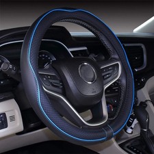 Extra Large Light Blue Microfiber Leather Steering Wheel Cover For 2019 Trucks 1