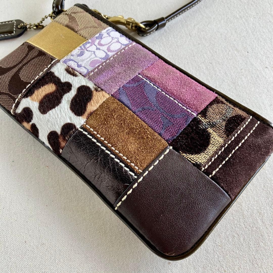 COACH Suede Patchwork Handbag Accessory Pouch Aut… - image 23