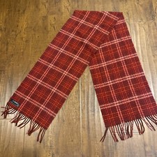 V. Fraas Cashmink Acrylic Winter Scarf Fringe Multicolor Red Plaid 11  X 52  