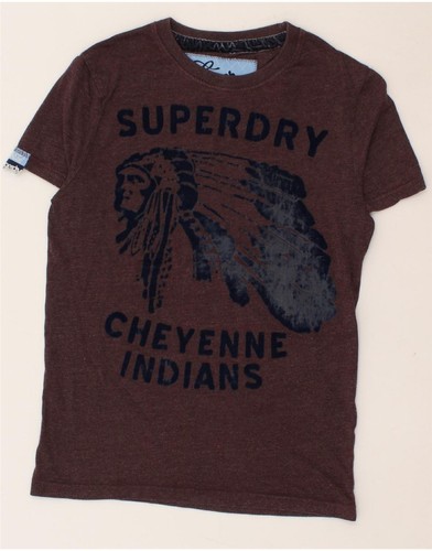 SUPERDRY Womens Graphic T-Shirt Top UK 12 Medium Maroon Cotton BW10