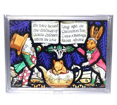 Lewis Carroll Alice in Wonderland Vintage Stained Glass Crazy Tea Party