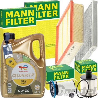 MANN INSPEKTIONSPAKET+TOTAL 0W-30 ÖL passend für ALFA MITO FIAT PUNTO 199 1.3 D