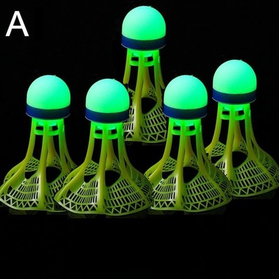 5x  Federball Badminton Federbälle LED LeuchtfederballBadmintonbälle leuchtend
