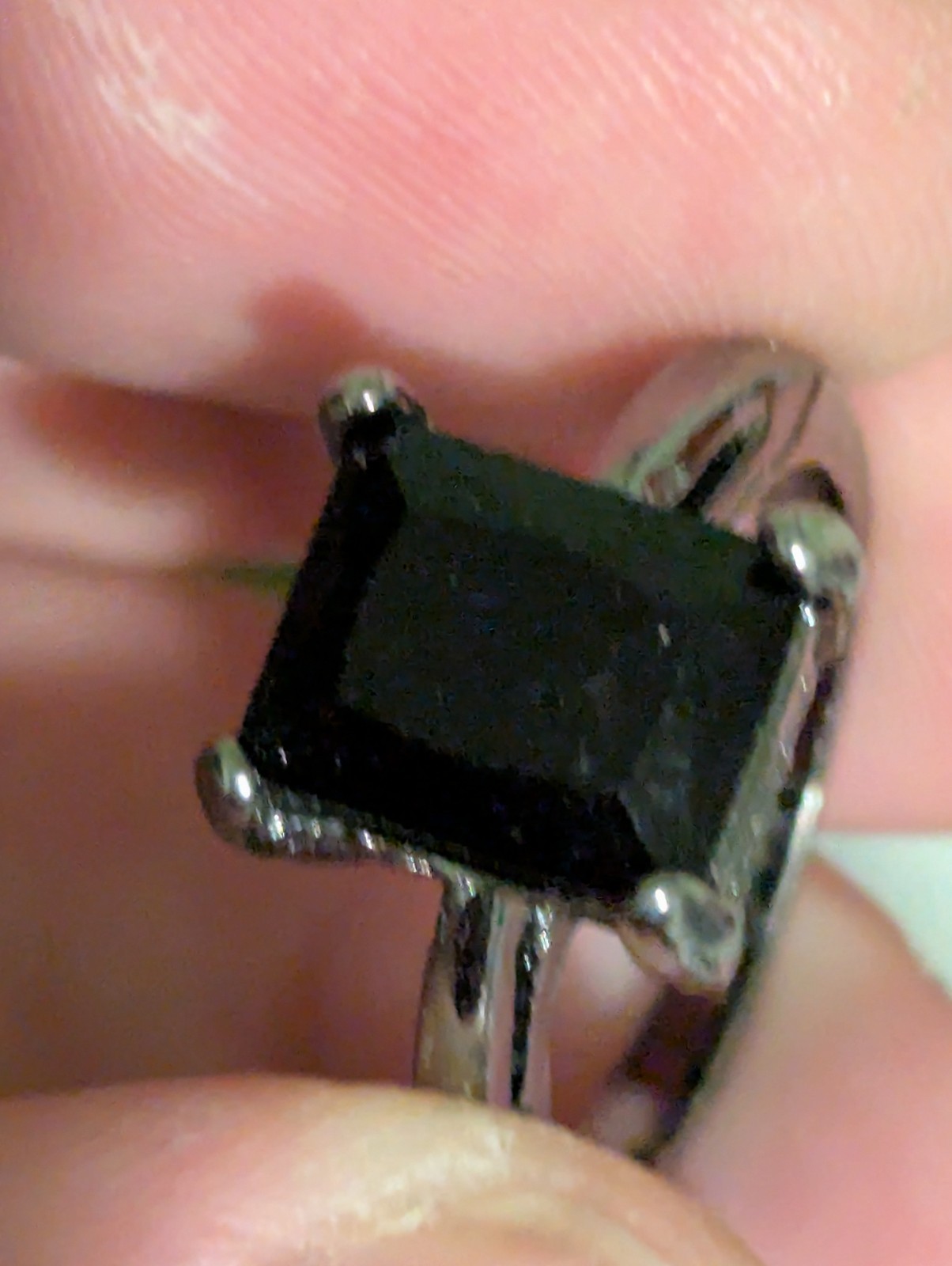 Small Black Rectangular Stud Black Ring - image 16