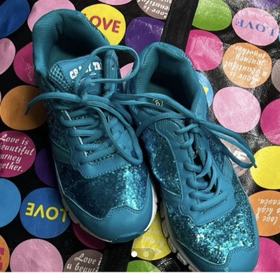 Crazy Train Turquoise Glitter Sneaker, Size 8