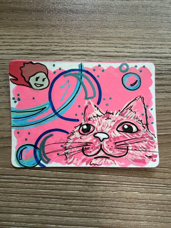 ACEO Original, Kitty Cat Mini Painting By BurgerandBrush