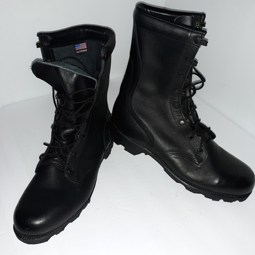 Altama Combat Boots Black Leather Military Lace Up Mens 9 R USA Gusseted Tongue