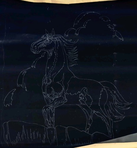 Vintage TRI CHEM #0864 Silhouette Horse On Velveteen DIY Paint, Unfinished