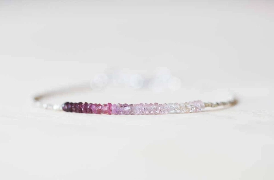 zaffiri e pietre preziose di pirite perline argento sterling 925 bracciale... - Immagine 2 di 4