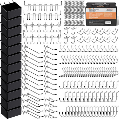 INCLY 278PCS Pegboard Accessories Organizer Kit, Peg Board Hooks Assortment with