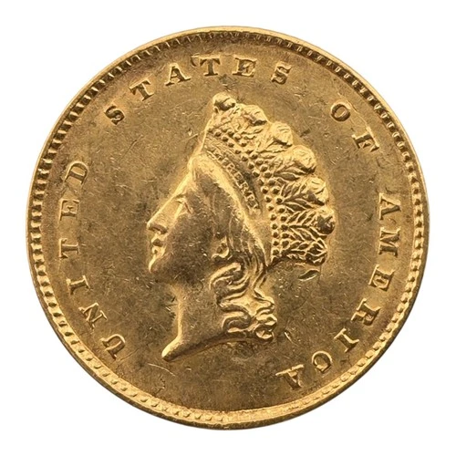Awesome 1855 $1 GOLD Dollar Us Coin Type 2 Indian Princess Au+