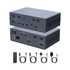 KVM Switch 2 Monitors 2 Computers Docking Station 16-in-1 4K120Hz for M1/M2/M...