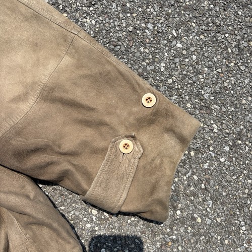 Vintage Yves Saint Laurent Suede Leather Jacket Men’s 42 Brown Beige Lined Shawl - Picture 7 of 13