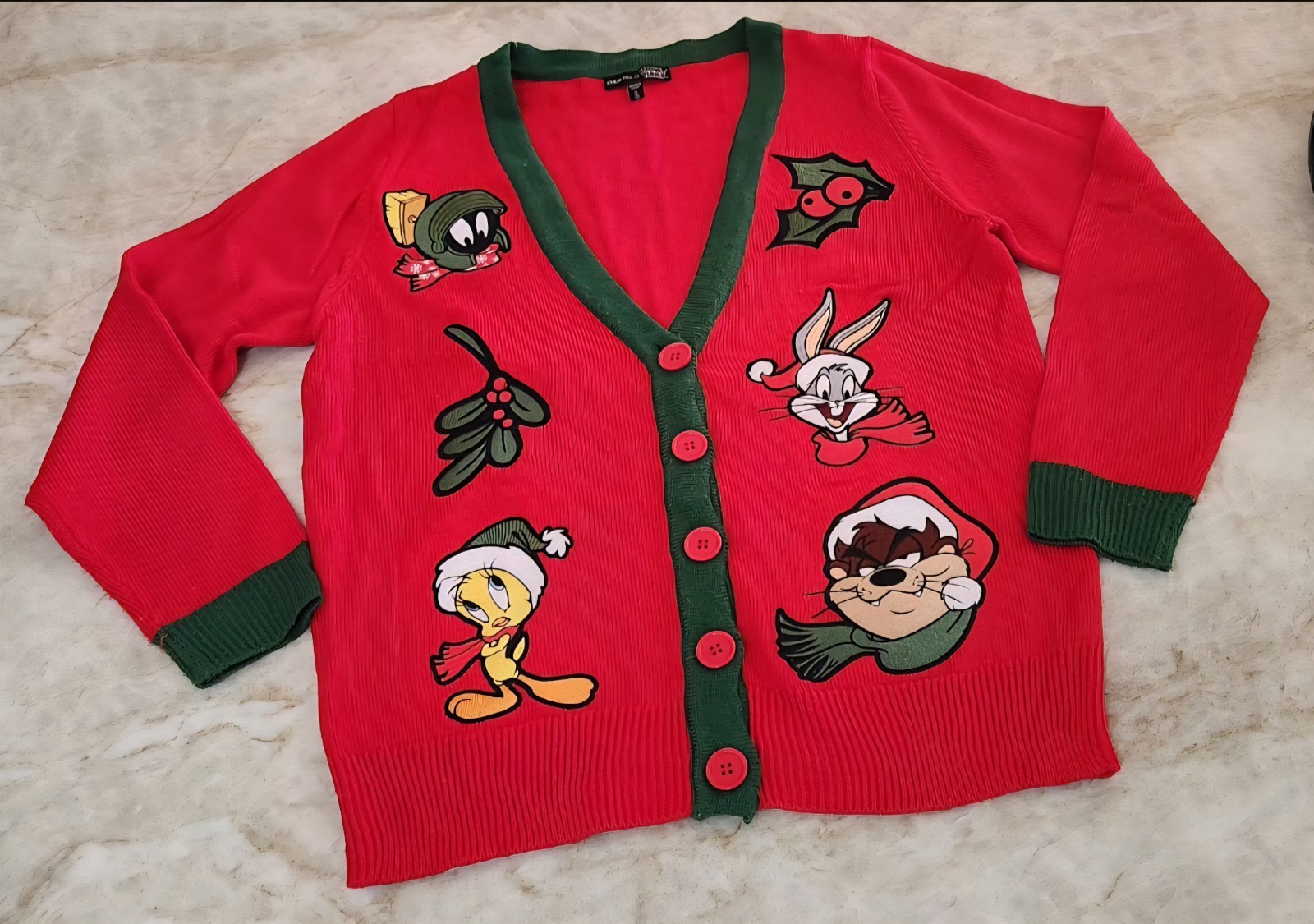 Tis The Looney Season Christmas Cardigan  Size L