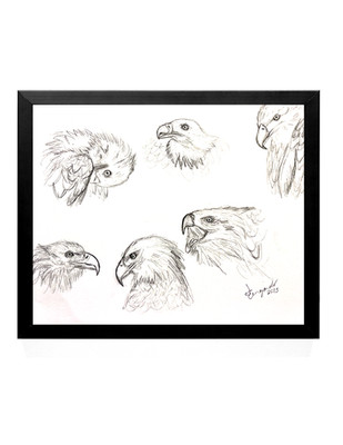 GUAJARDO Original Sketch of Variety Eagle Angles 11X8.5 Paper Signed Art