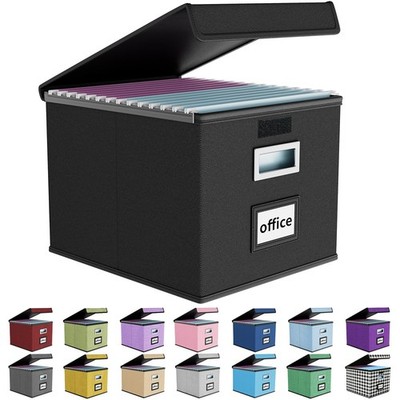 File Organizer Box with Lid, Collapsible File Folder Organizer for Office Doc...