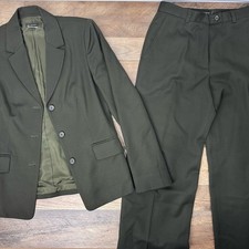Vintage Women’s 90s J.Crew Green Wool Blazer & Pant Suit Set Size 2 Japan