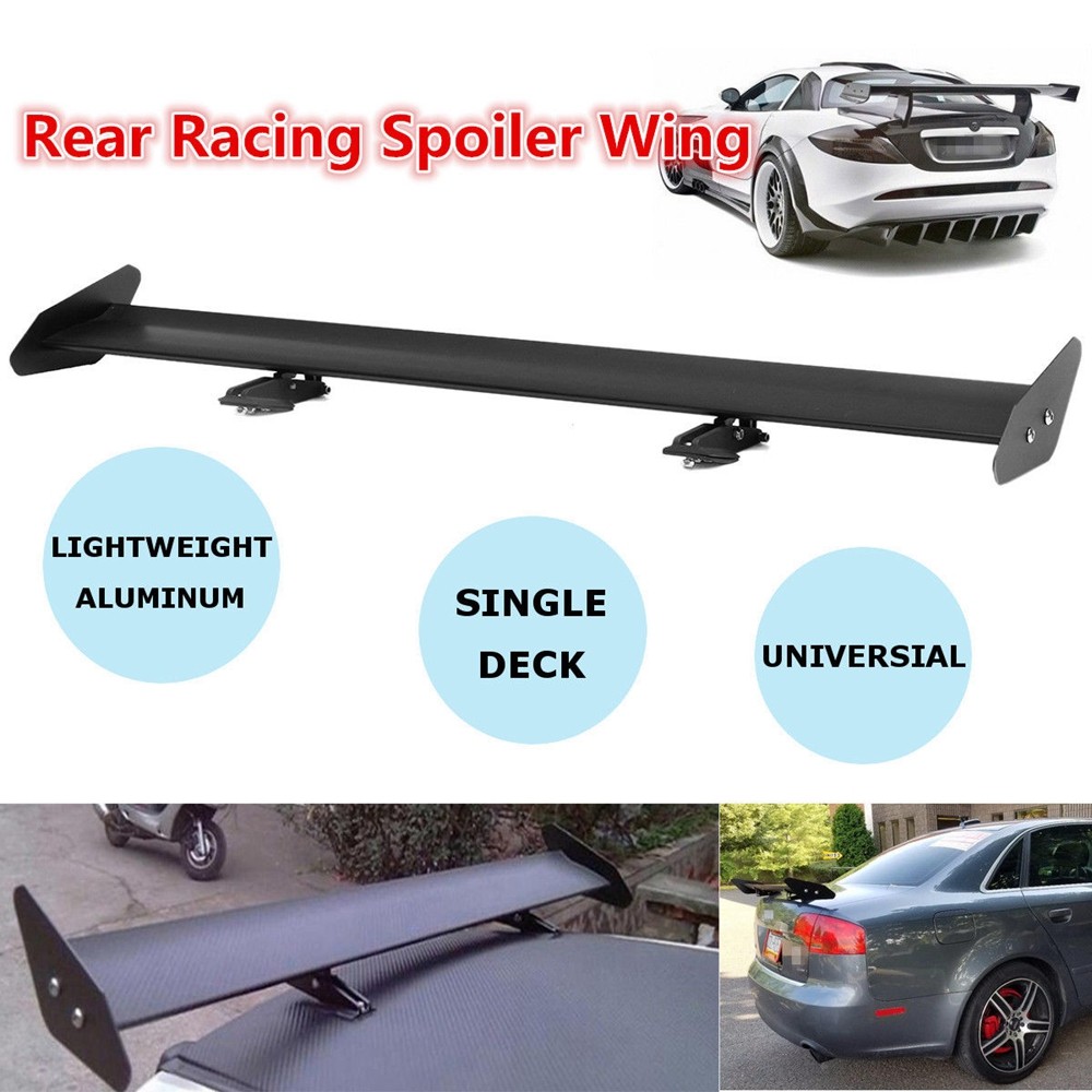 Universal Primed Black Rear Trunk Spoiler Racing Wing Aluminum GT Style