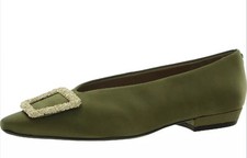 SAM EDELMAN JANINA EMBELLISHED Satin Olive FLATS