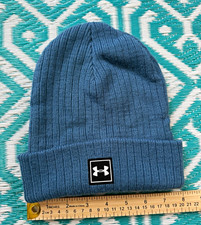 Under Armour Blue Solid Beanie Hat Men s One Size Casual Fall Winter