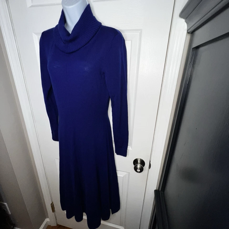 Lafayette 148 Women’s Small Blue Turtleneck 100% Wool Knit Sweater Dress S - Image 2 of 4