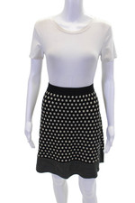 J. Mclaughlin Womens Elastic Waist Unlined Spotted Dot A-Line Mini Skirt Size M