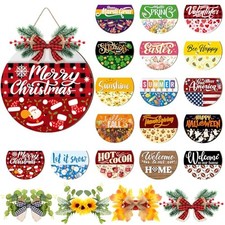 Interchangeable Welcome Sign for Front Door with 17 Magnetic Icons, White