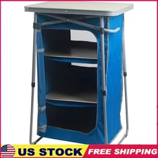 3-Shelf Collapsible Cabinet W/ Zippered Door Adjustable Table Top Storage New
