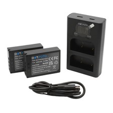 2x BLX-1 Battery & USB Dual LCD Charger for OM System OM-1, OM-1 Mark II, OM-3