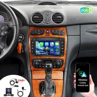 DAB+ Autoradio 2+64G Carplay Android 15 GPS Navi Für Mercedes CLK W209 2002-04