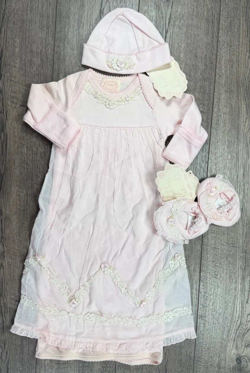 Baby Girl Clothes New Baby Biscotti 3pc Newborn Pink Lace Gown Outfit Shoes Hat
Opens in a new windo