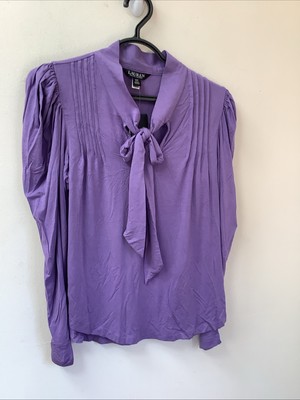 lauren ralph lauren S Pastel Wisteria Pleated Jersey Tie Neck Top Romantic