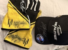 Kyle Busch NASCAR Worn/Autographed Driver Gloves & Autographed RealTree Hat
